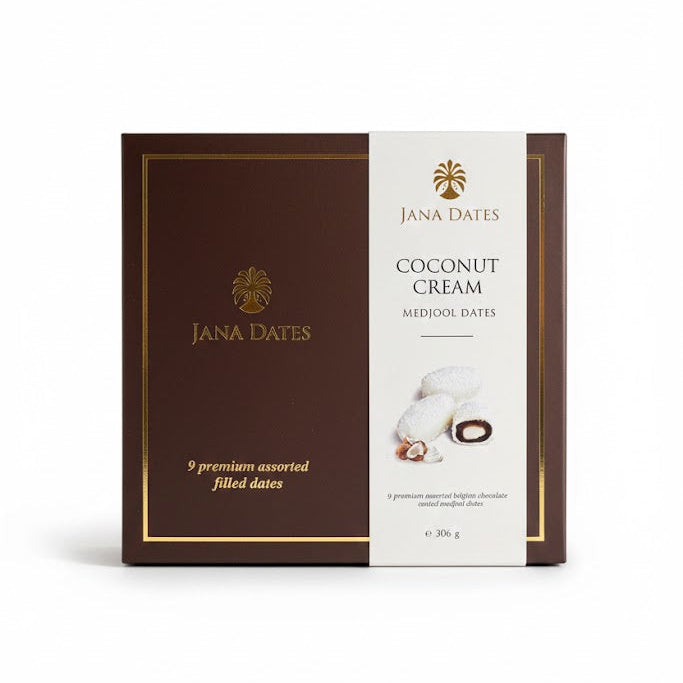 Coconut Cream Belgian Chocolate Medjool Dates Box 306g