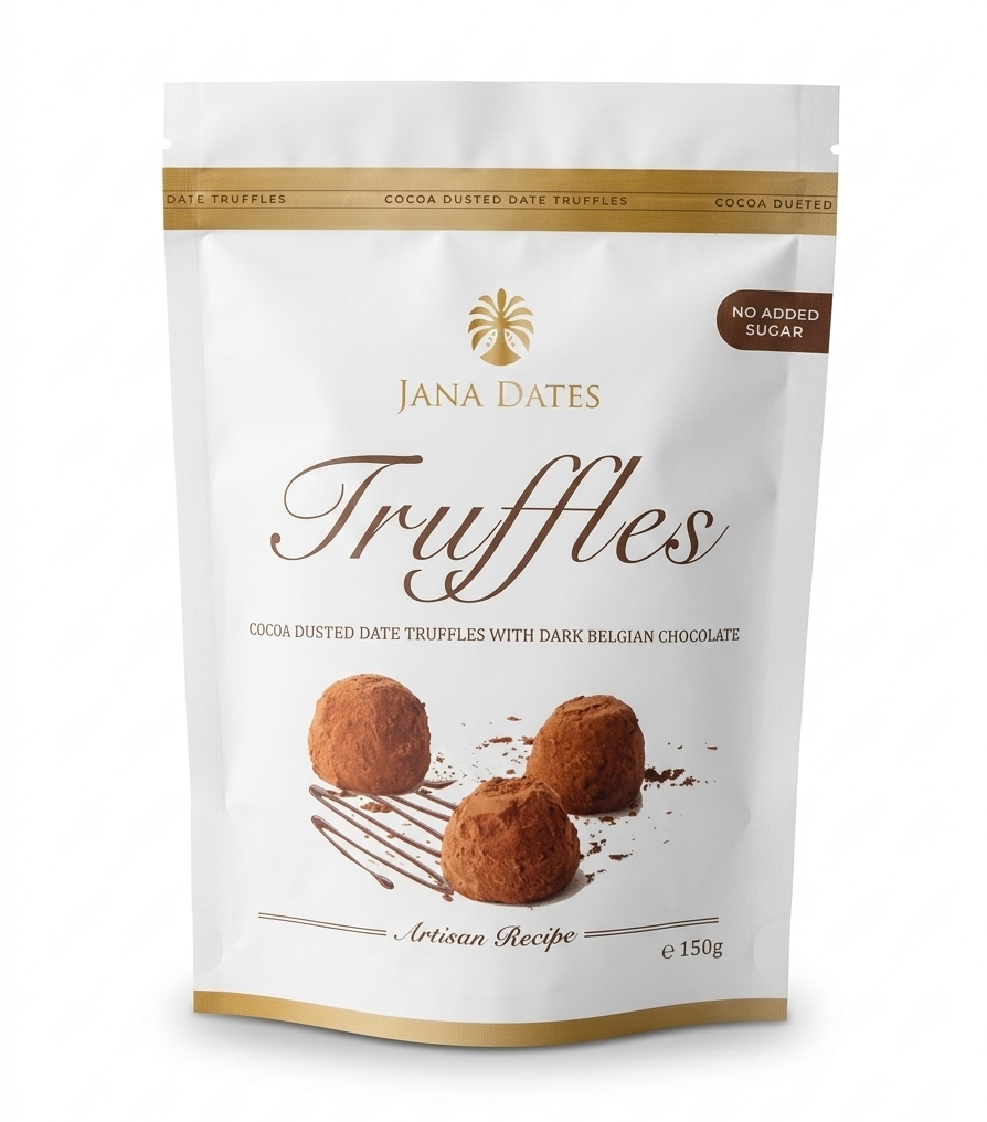 Cocoa Dusted Date Truffle Dark Belgian Chocolate - No Added Sugar